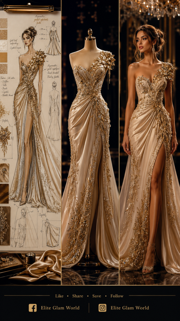 Luxury fashion, couture gown, red carpet fashion, haute couture dress, glamorous evening gown, (32)