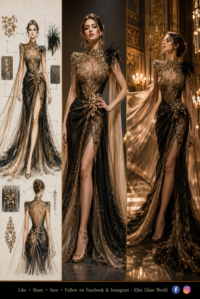 Luxury fashion, couture gown, red carpet fashion, haute couture dress, glamorous evening gown, (39)