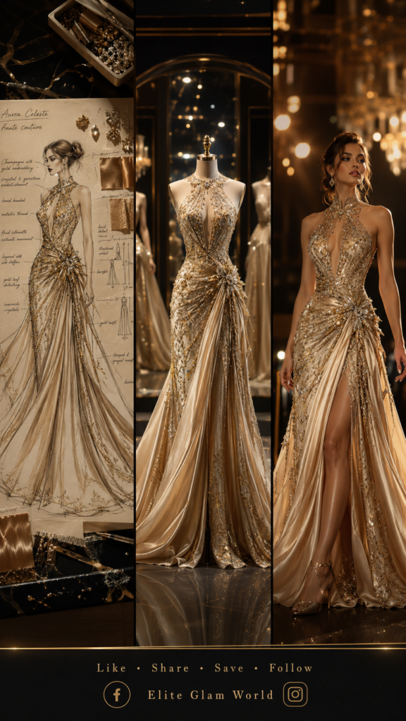 Luxury fashion, couture gown, red carpet fashion, haute couture dress, glamorous evening gown, (44)